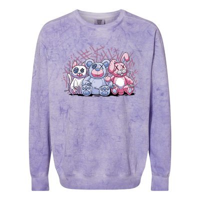 Stuffed Animals Trio Colorblast Crewneck Sweatshirt