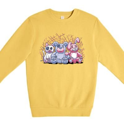 Stuffed Animals Trio Premium Crewneck Sweatshirt