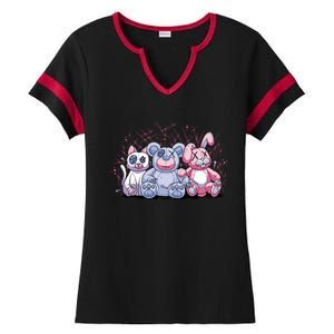 Stuffed Animals Trio Ladies Halftime Notch Neck Tee