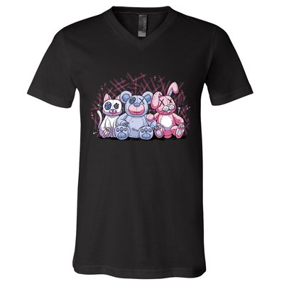 Stuffed Animals Trio V-Neck T-Shirt