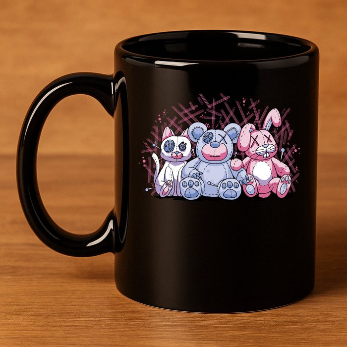 Stuffed Animals Trio 11oz C Handle Ceramic Mug