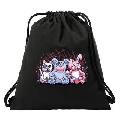 Stuffed Animals Trio Drawstring Bag