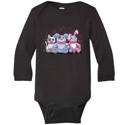 Stuffed Animals Trio Baby Long Sleeve Bodysuit