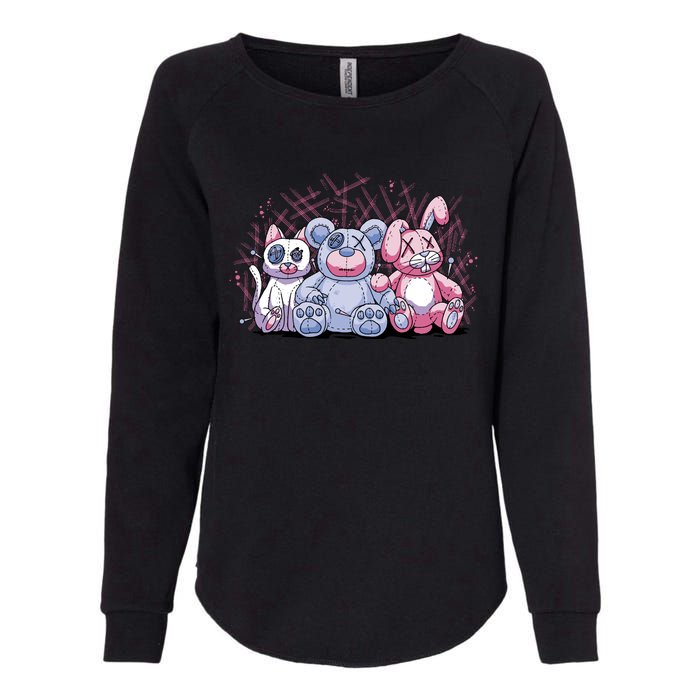 Stuffed Animals Trio Womens California Wash Sweatshirt