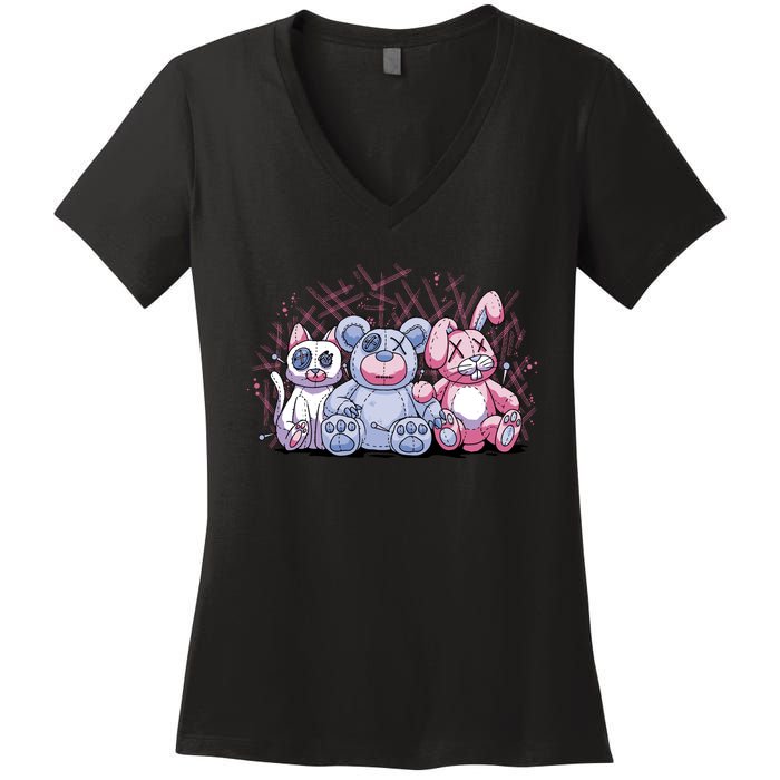 Stuffed Animals Trio Women's V-Neck T-Shirt