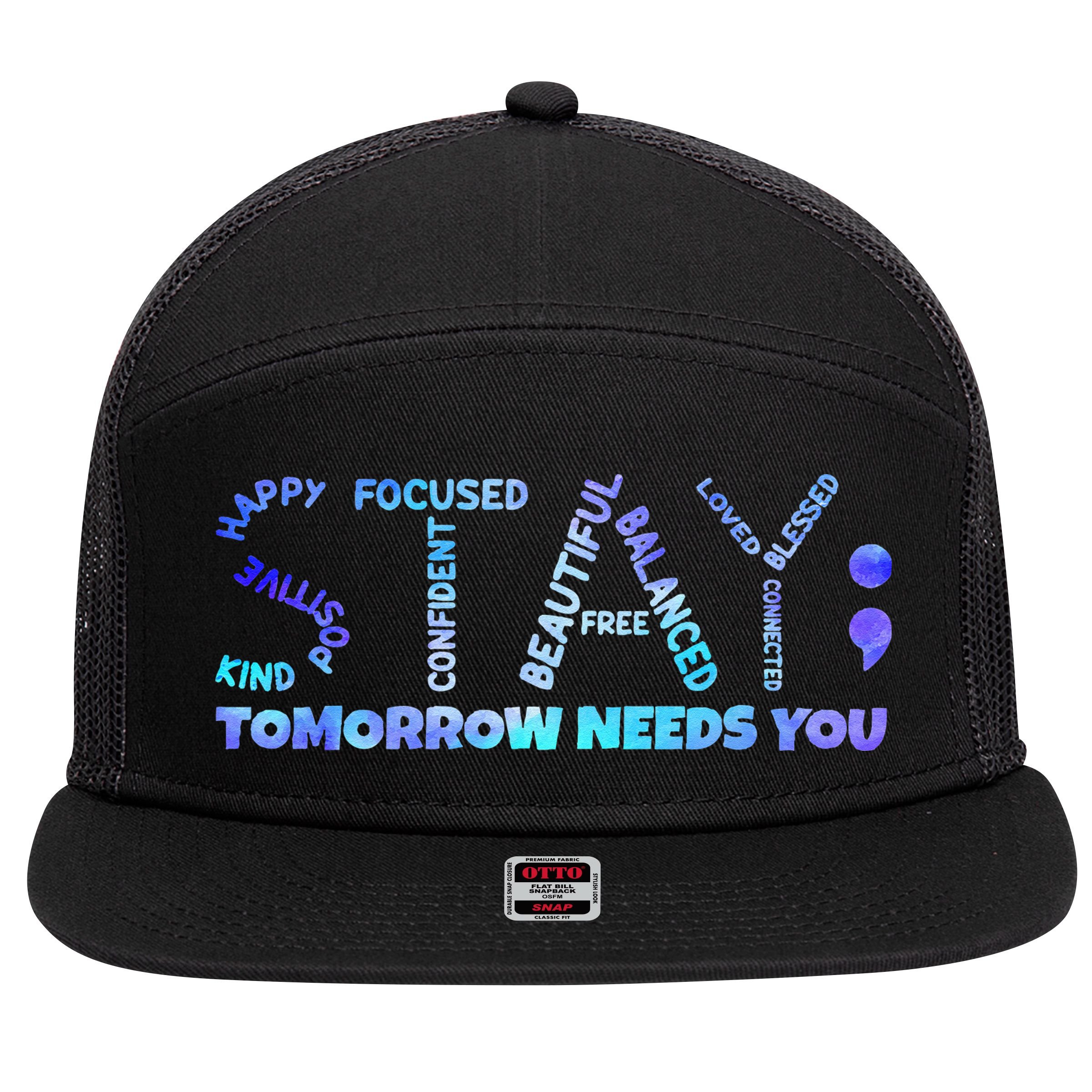 Suicide Awareness Tomorrow Needs You Semicolon Prevention 7 Panel Mesh Trucker Snapback Hat