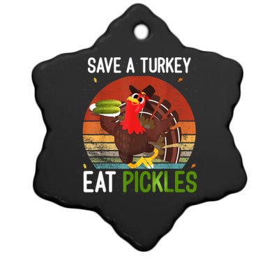 Save A Turkey Eat A Pickles Funny Thanksgiving Costume Ceramic Star Ornament