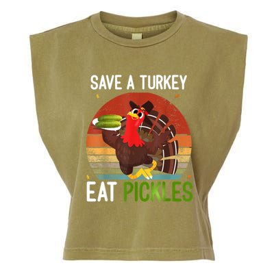 Save A Turkey Eat A Pickles Funny Thanksgiving Costume Garment-Dyed Women's Muscle Tee