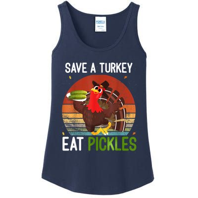 Save A Turkey Eat A Pickles Funny Thanksgiving Costume Ladies Essential Tank