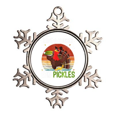 Save A Turkey Eat A Pickles Funny Thanksgiving Costume Metallic Star Ornament