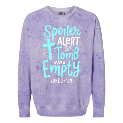 Spoiler Alert Tomb Was Empty Easter Religious Christian Gift Colorblast Crewneck Sweatshirt