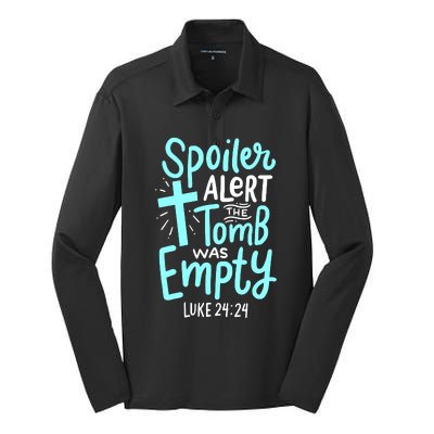 Spoiler Alert Tomb Was Empty Easter Religious Christian Gift Silk Touch Performance Long Sleeve Polo