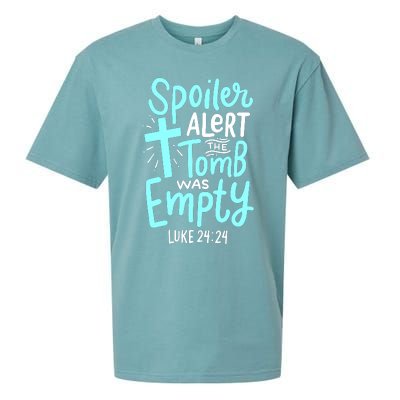 Spoiler Alert Tomb Was Empty Easter Religious Christian Gift Sueded Cloud Jersey T-Shirt