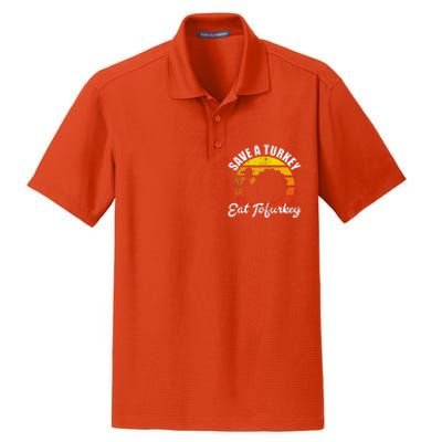 Save A Turkey Eat Tofurkey Vegan Thanksgiving Dry Zone Grid Polo