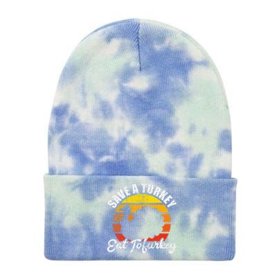 Save A Turkey Eat Tofurkey Vegan Thanksgiving Tie Dye 12in Knit Beanie