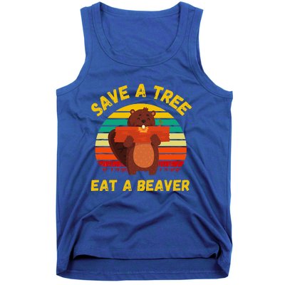 Save A Tree Eat A Beaver Funny Beaver Pun Tank Top