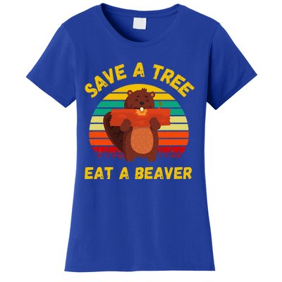 Save A Tree Eat A Beaver Funny Beaver Pun Women's T-Shirt