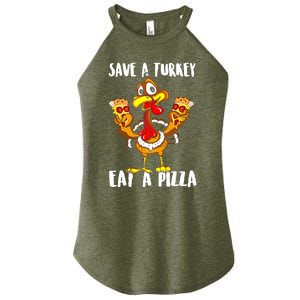 Save A Turkey Eat Pizza Thanksgiving Shirt Adult Vegan Women's Perfect Tri Rocker Tank