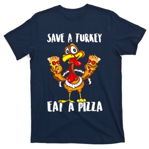 Save A Turkey Eat Pizza Thanksgiving Shirt Adult Vegan T-Shirt