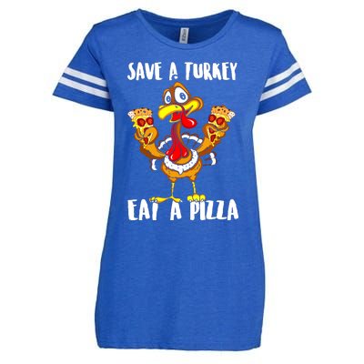 Save A Turkey Eat Pizza Thanksgiving Shirt Adult Vegan Enza Ladies Jersey Football T-Shirt