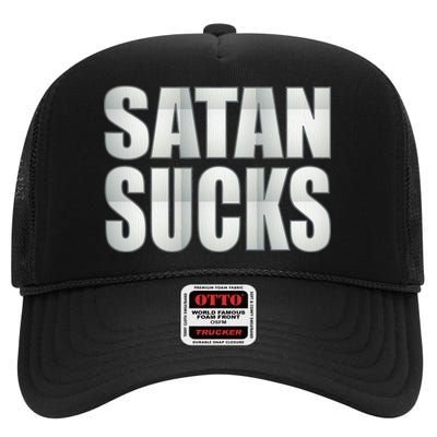 Satan Sucks High Crown Mesh Back Trucker Hat