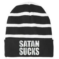 Satan Sucks Striped Beanie with Solid Band