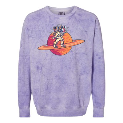 Saturn Astronaut Music Colorblast Crewneck Sweatshirt