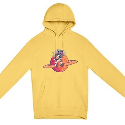 Saturn Astronaut Music Premium Pullover Hoodie