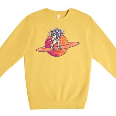 Saturn Astronaut Music Premium Crewneck Sweatshirt