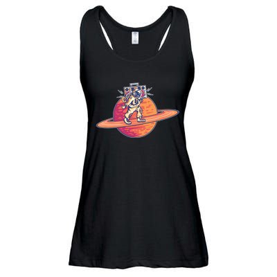 Saturn Astronaut Music Ladies Essential Flowy Tank