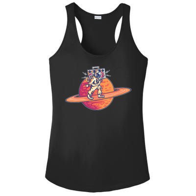 Saturn Astronaut Music Ladies PosiCharge Competitor Racerback Tank