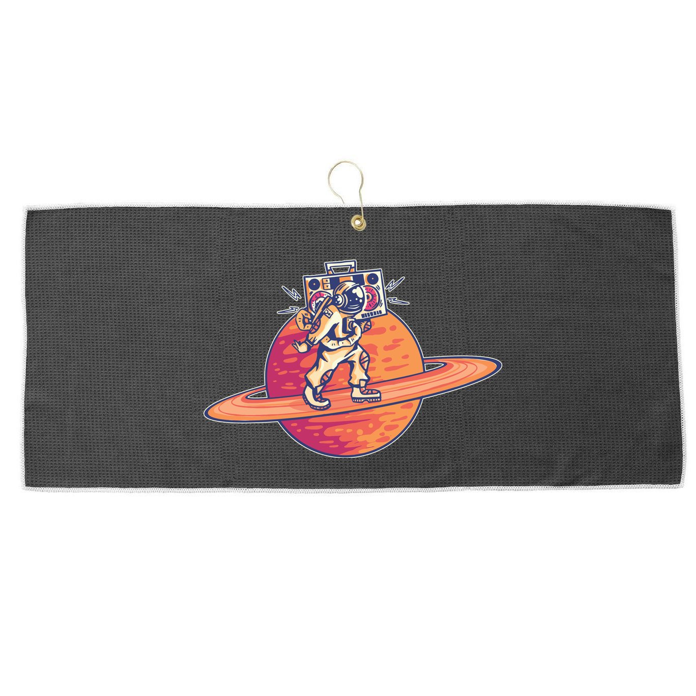 Saturn Astronaut Music Large Microfiber Waffle Golf Towel