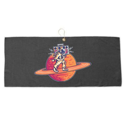 Saturn Astronaut Music Large Microfiber Waffle Golf Towel