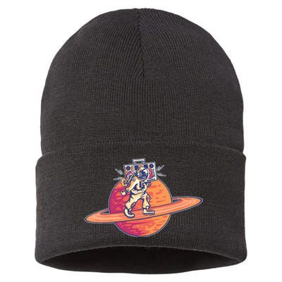 Saturn Astronaut Music Sustainable Knit Beanie
