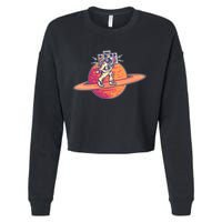 Saturn Astronaut Music Cropped Pullover Crew