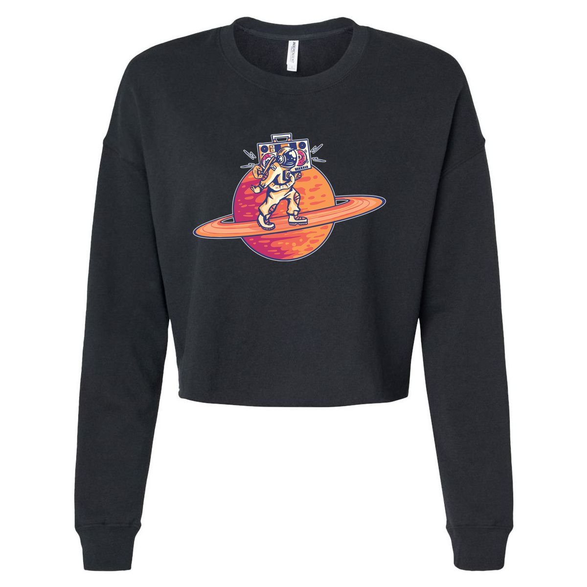Saturn Astronaut Music Cropped Pullover Crew