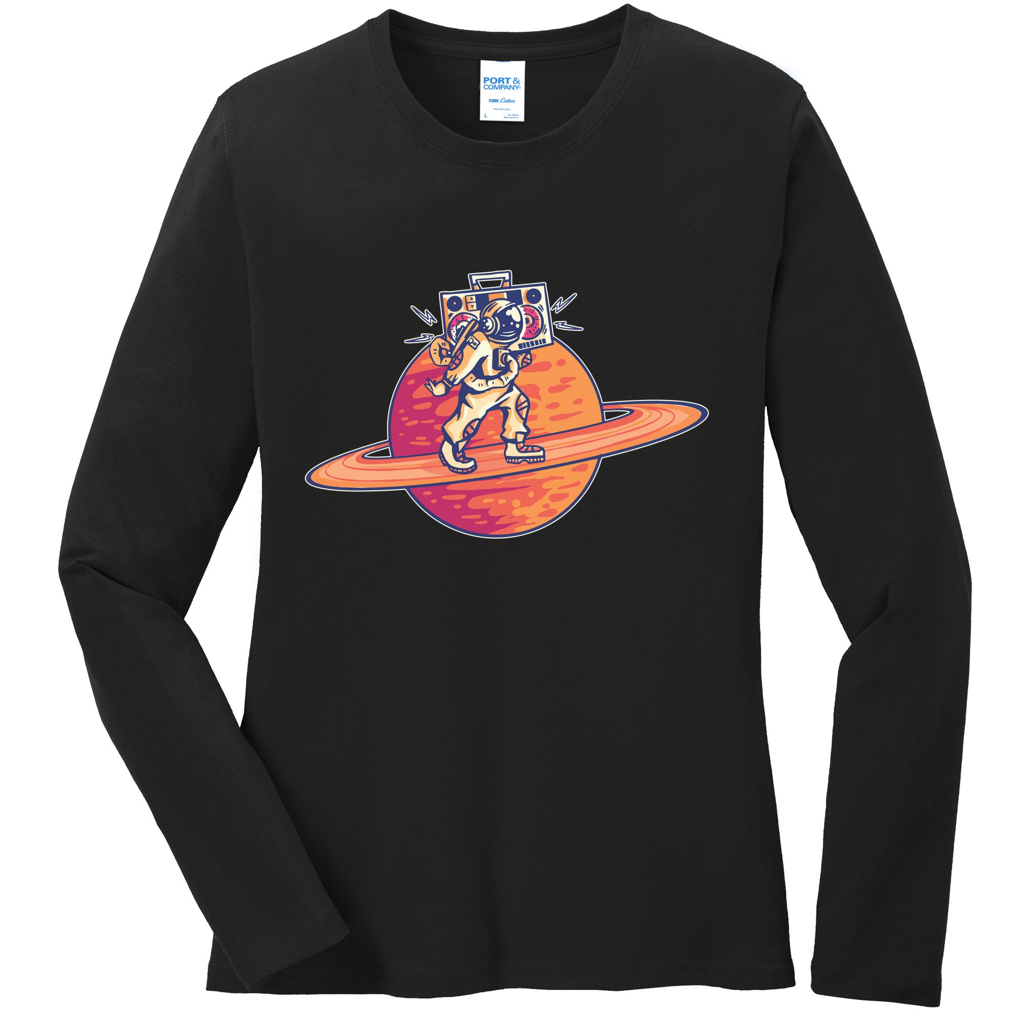 Saturn Astronaut Music Ladies Long Sleeve Shirt