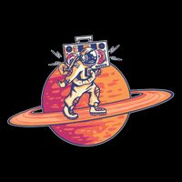 Saturn Astronaut Music Women's V-Neck T-Shirt