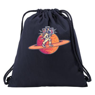 Saturn Astronaut Music Drawstring Bag