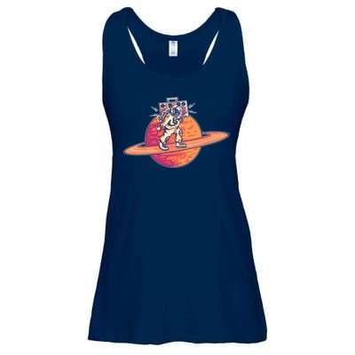 Saturn Astronaut Music Ladies Essential Flowy Tank