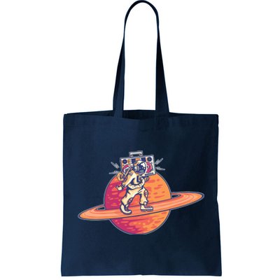 Saturn Astronaut Music Tote Bag