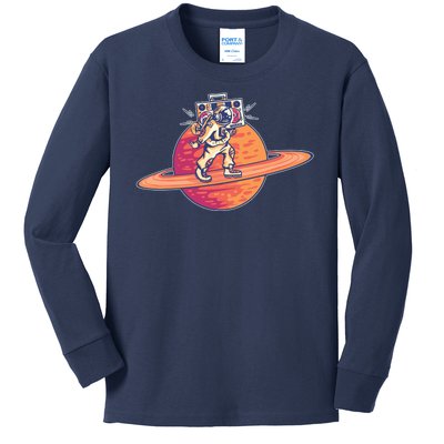 Saturn Astronaut Music Kids Long Sleeve Shirt