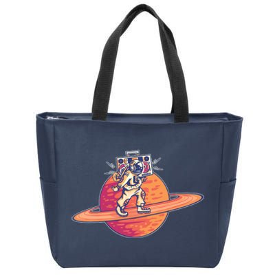 Saturn Astronaut Music Zip Tote Bag