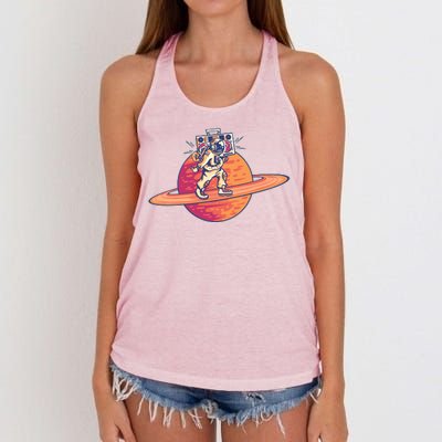 Saturn Astronaut Music Women's Knotted Racerback Tank