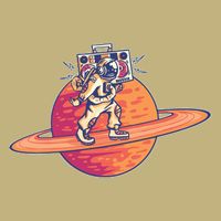 Saturn Astronaut Music T-Shirt