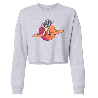 Saturn Astronaut Music Cropped Pullover Crew