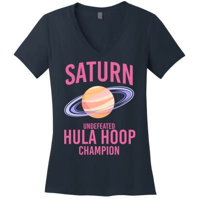 Saturn Undefeated Hula Hoop Women's V-Neck T-Shirt