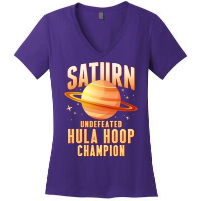 Saturn Undefeated Hula Hoop Champion Women's V-Neck T-Shirt