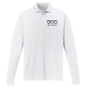 Save America USA Heart Performance Long Sleeve Polo