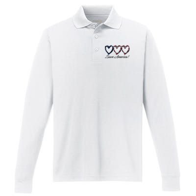 Save America USA Heart Performance Long Sleeve Polo